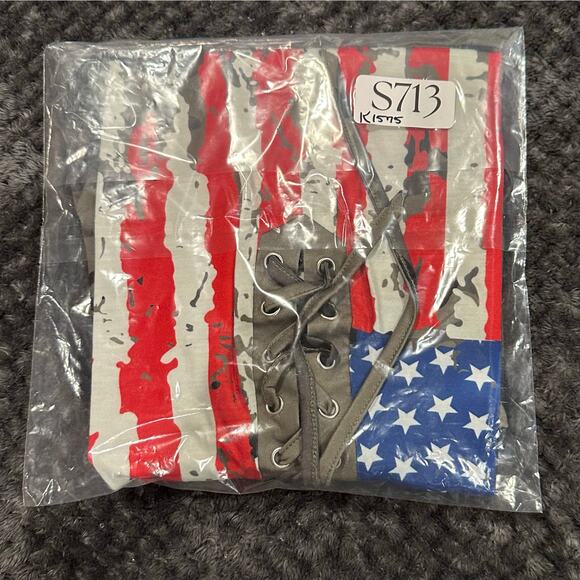 New! UrbanGlow Women’s Sz Lrg Camouflage American Flag Short Sleeve Top K713 - Picture 8 of 11